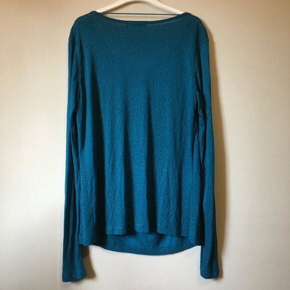 Peacock Blue Ditsy Floral Print Cowl Collar Bamboo Shirt - Picture 2 of 16